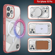Cargar imagen en el visor de la galería, Estuche de carga inalámbrica magnética Punkcase para iPhone 16 Pro [Serie ClearMag] [Rojo]
