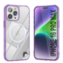 Cargar imagen en el visor de la galería, Estuche de carga inalámbrica magnética Punkcase para iPhone 16 Pro Max [Serie ClearMag] [Morado]
