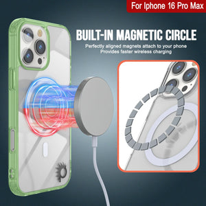 Estuche de carga inalámbrica magnética Punkcase para iPhone 16 Pro Max [Serie ClearMag] [Verde]
