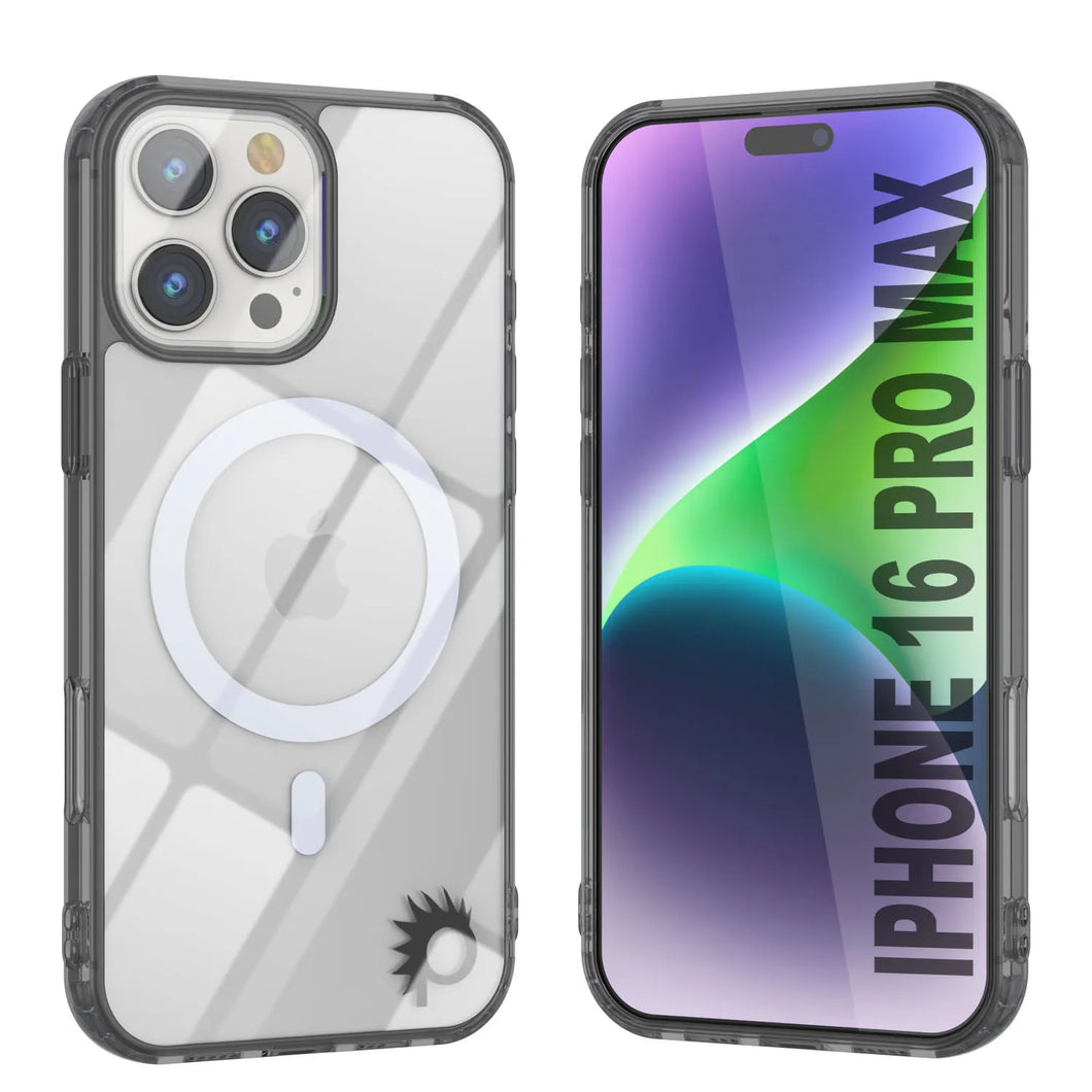 Estuche de carga inalámbrica magnética Punkcase para iPhone 16 Pro Max [Serie ClearMag] [Negro]