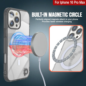 Estuche de carga inalámbrica magnética Punkcase para iPhone 16 Pro Max [Serie ClearMag] [Negro]
