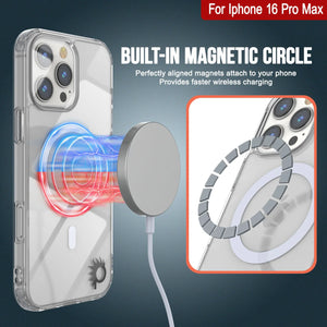 Estuche de carga inalámbrica magnética Punkcase para iPhone 16 Pro Max [Serie ClearMag] [Transparente]