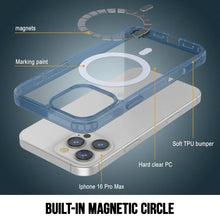 Cargar imagen en el visor de la galería, Estuche de carga inalámbrica magnética Punkcase para iPhone 16 Pro Max [Serie ClearMag] [Azul marino]
