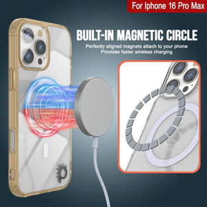 Estuche de carga inalámbrica magnética Punkcase para iPhone 16 Pro Max [Serie ClearMag] [Dorado]