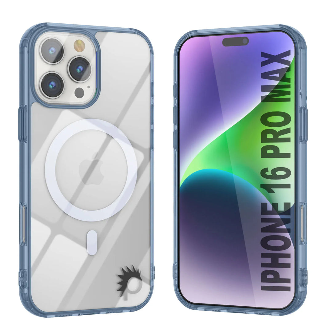 Estuche de carga inalámbrica magnética Punkcase para iPhone 16 Pro Max [Serie ClearMag] [Azul marino]