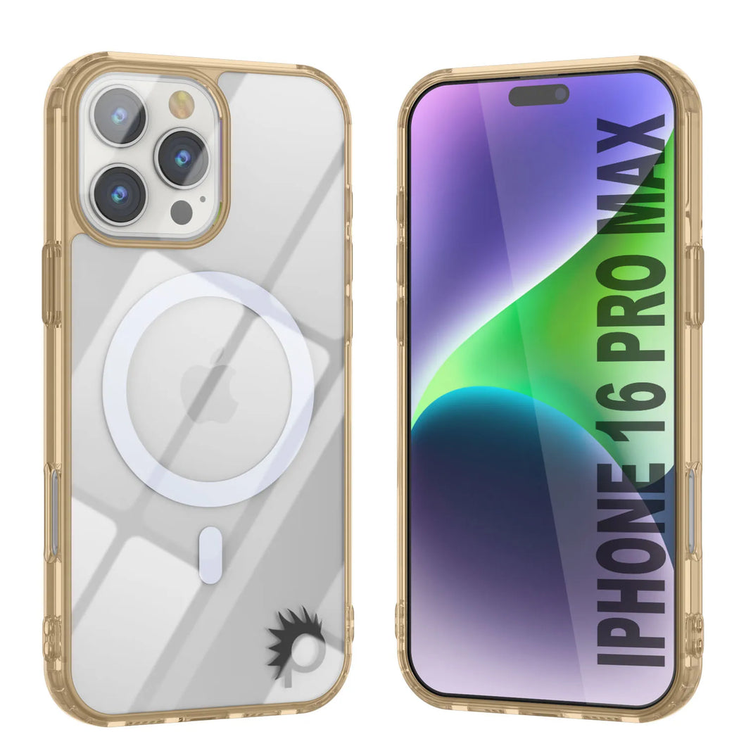Estuche de carga inalámbrica magnética Punkcase para iPhone 16 Pro Max [Serie ClearMag] [Dorado]