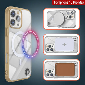 Estuche de carga inalámbrica magnética Punkcase para iPhone 16 Pro Max [Serie ClearMag] [Dorado]