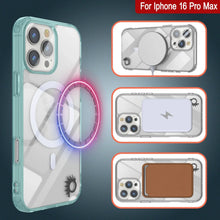 Cargar imagen en el visor de la galería, Estuche de carga inalámbrica magnética Punkcase para iPhone 16 Pro Max [Serie ClearMag] [Verde azulado]

