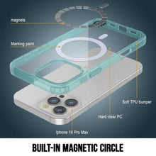 Cargar imagen en el visor de la galería, Estuche de carga inalámbrica magnética Punkcase para iPhone 16 Pro Max [Serie ClearMag] [Verde azulado]
