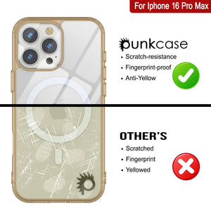 Estuche de carga inalámbrica magnética Punkcase para iPhone 16 Pro Max [Serie ClearMag] [Dorado]