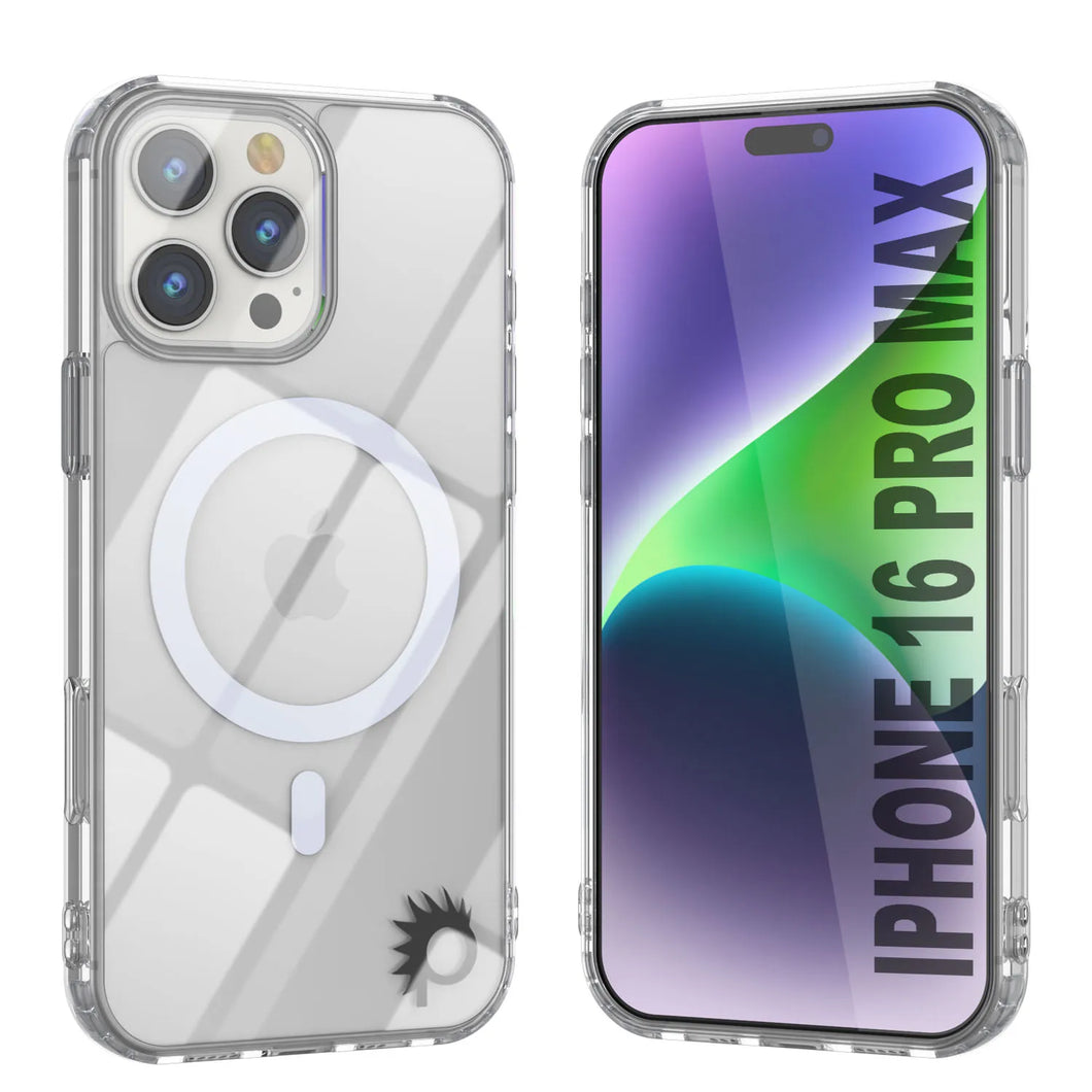 Estuche de carga inalámbrica magnética Punkcase para iPhone 16 Pro Max [Serie ClearMag] [Transparente]
