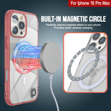 Cargar imagen en el visor de la galería, Estuche de carga inalámbrica magnética Punkcase para iPhone 16 Pro Max [Serie ClearMag] [Rojo]
