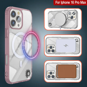 Estuche de carga inalámbrica magnética Punkcase para iPhone 16 Pro Max [Serie ClearMag] [Rosa]