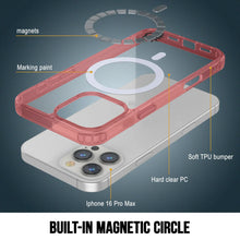 Cargar imagen en el visor de la galería, Estuche de carga inalámbrica magnética Punkcase para iPhone 16 Pro Max [Serie ClearMag] [Rojo]
