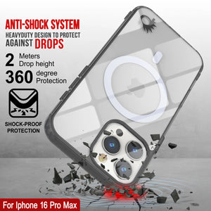 Estuche de carga inalámbrica magnética Punkcase para iPhone 16 Pro Max [Serie ClearMag] [Negro]