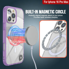 Cargar imagen en el visor de la galería, Estuche de carga inalámbrica magnética Punkcase para iPhone 16 Pro Max [Serie ClearMag] [Morado]
