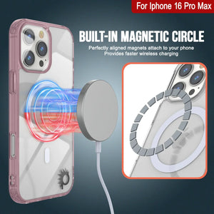 Estuche de carga inalámbrica magnética Punkcase para iPhone 16 Pro Max [Serie ClearMag] [Rosa]