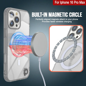 Estuche de carga inalámbrica magnética Punkcase para iPhone 16 Pro Max [Serie ClearMag] [Plata]