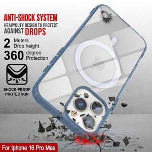 Estuche de carga inalámbrica magnética Punkcase para iPhone 16 Pro Max [Serie ClearMag] [Azul marino]