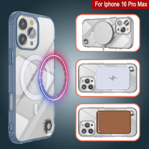 Estuche de carga inalámbrica magnética Punkcase para iPhone 16 Pro Max [Serie ClearMag] [Azul marino]