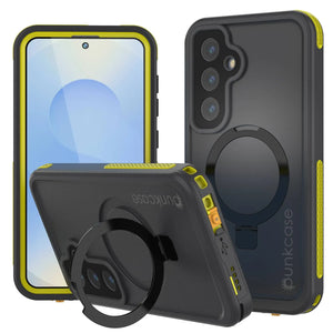 Galaxy S25 Plus Case impermeable [Serie Kickstud 2.0] Cubierta IP68 protectora con protector de pantalla y Kickstand [amarillo]