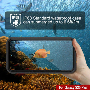 Galaxy S25 Plus Case impermeable [Serie Kickstud 2.0] Cubierta IP68 protectora con protector de pantalla y Kickstand [negro]