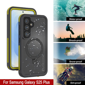 Galaxy S25 Plus Case impermeable [Serie Kickstud 2.0] Cubierta IP68 protectora con protector de pantalla y Kickstand [amarillo]