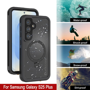 Galaxy S25 Plus Case impermeable [Serie Kickstud 2.0] Cubierta IP68 protectora con protector de pantalla y Kickstand [negro]
