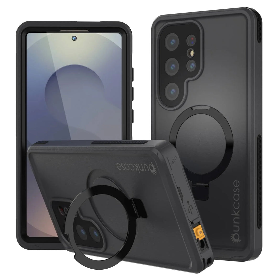 Galaxy S25 Ultra Waterproof Case [Serie Kickstud 2.0] Cubierta IP68 protectora con protector de pantalla y Kickstand [negro]