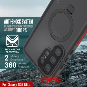 Galaxy S25 Ultra Waterproof Case [Serie Kickstud 2.0] Cubierta IP68 protectora con protector de pantalla y Kickstand [rojo]