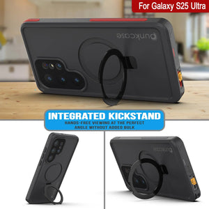 Galaxy S25 Ultra Waterproof Case [Serie Kickstud 2.0] Cubierta IP68 protectora con protector de pantalla y Kickstand [rojo]
