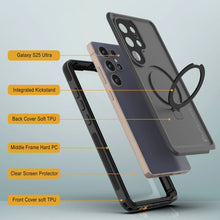 Cargar imagen en el visor de la galería, Galaxy S25 Ultra Waterproof Case [Serie Kickstud 2.0] Cubierta IP68 protectora con protector de pantalla y Kickstand [negro]
