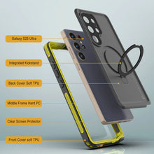 Cargar imagen en el visor de la galería, Galaxy S25 Ultra Waterproof Case [Serie Kickstud 2.0] Cubierta IP68 protectora con protector de pantalla y Kickstand [amarillo]
