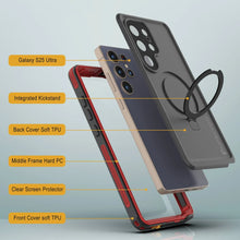Cargar imagen en el visor de la galería, Galaxy S25 Ultra Waterproof Case [Serie Kickstud 2.0] Cubierta IP68 protectora con protector de pantalla y Kickstand [rojo]
