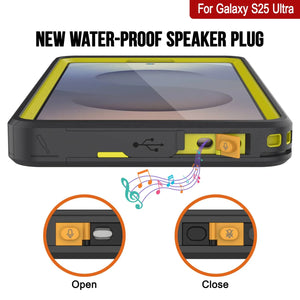Galaxy S25 Ultra Waterproof Case [Serie Kickstud 2.0] Cubierta IP68 protectora con protector de pantalla y Kickstand [amarillo]