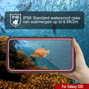 Case impermeable Galaxy S25 [Serie Kickstud 2.0] Cubierta IP68 protectora con protector de pantalla y Kickstand [rosa]