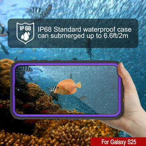 Case impermeable Galaxy S25 [Serie Kickstud 2.0] Cubierta IP68 protectora con protector de pantalla y Kickstand [Purple]
