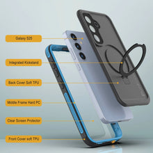 Load image into Gallery viewer, Case impermeable Galaxy S25 [Serie Kickstud 2.0] Cubierta IP68 protectora con protector de pantalla y Kickstand [azul]
