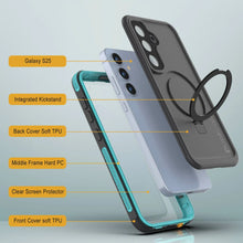Load image into Gallery viewer, Case impermeable Galaxy S25 [Serie Kickstud 2.0] Cubierta IP68 protectora con protector de pantalla y Kickstand [verde azulado]
