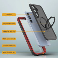 Load image into Gallery viewer, Case impermeable Galaxy S25 [Serie Kickstud 2.0] Cubierta IP68 protectora con protector de pantalla y Kickstand [rojo]
