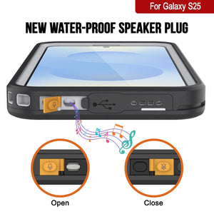 Case impermeable Galaxy S25 [Serie Kickstud 2.0] Cubierta IP68 protectora con protector de pantalla y Kickstand [blanco]