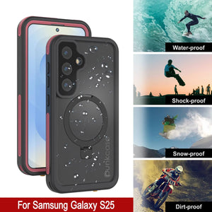 Case impermeable Galaxy S25 [Serie Kickstud 2.0] Cubierta IP68 protectora con protector de pantalla y Kickstand [rosa]