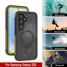 Load image into Gallery viewer, Case impermeable Galaxy S25 [Serie Kickstud 2.0] Cubierta IP68 protectora con protector de pantalla y Kickstand [amarillo]
