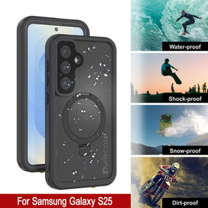 Case impermeable Galaxy S25 [Serie Kickstud 2.0] Cubierta IP68 protectora con protector de pantalla y Kickstand [Gray]