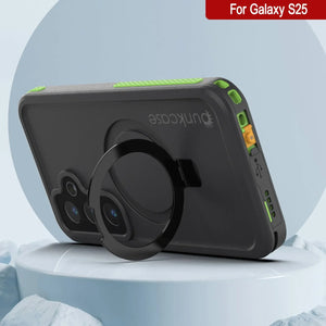 Case impermeable Galaxy S25 [Serie Kickstud 2.0] Cubierta IP68 protectora con protector de pantalla y Kickstand [verde]