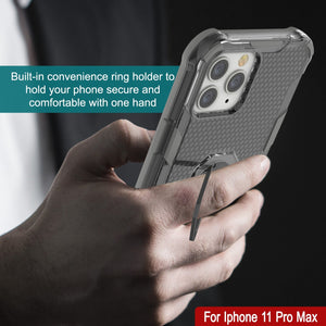 PunkCase para iPhone 11 Pro Max Funda [Serie Magnetix 2.0] Funda Transparente de TPU Protectora con Soporte [Gris]