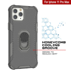 PunkCase para iPhone 11 Pro Max Funda [Serie Magnetix 2.0] Funda Transparente de TPU Protectora con Soporte [Gris]