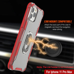 Funda PunkCase para iPhone 11 Pro Max [Serie Magnetix 2.0] Protector Transparente de TPU con Soporte [Rojo]