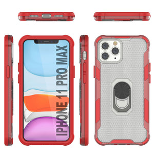 Funda PunkCase para iPhone 11 Pro Max [Serie Magnetix 2.0] Protector Transparente de TPU con Soporte [Rojo]