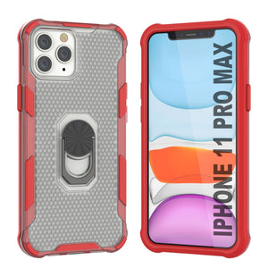 Funda PunkCase para iPhone 11 Pro Max [Serie Magnetix 2.0] Protector Transparente de TPU con Soporte [Rojo]